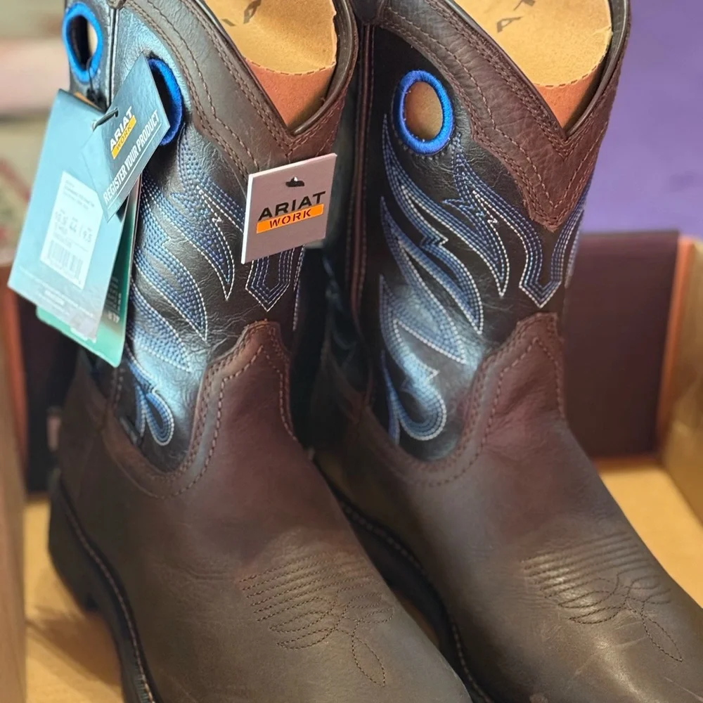 Ariat Brown and Blue Men's Boots - Picture 2 of 6